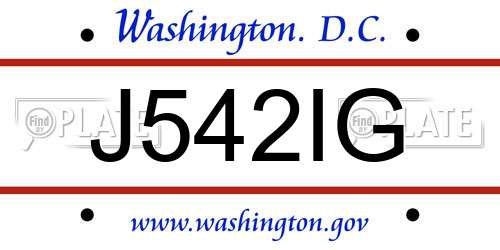 J542IG District Of Columbia License Plate