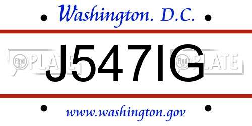 J547IG District Of Columbia License Plate