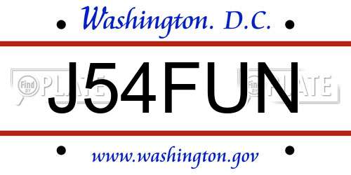 J54FUN District Of Columbia License Plate