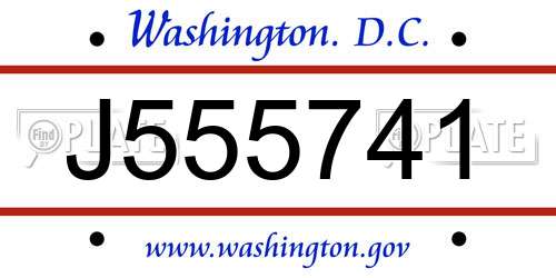 J555741 District Of Columbia License Plate