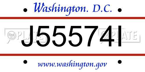 J55574I District Of Columbia License Plate
