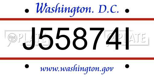 J55874I District Of Columbia License Plate