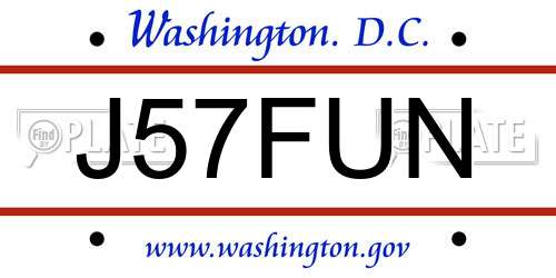 J57FUN District Of Columbia License Plate