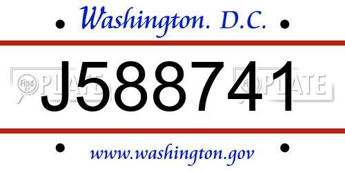 J588741 District Of Columbia License Plate