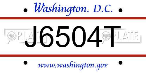J6504T District Of Columbia License Plate