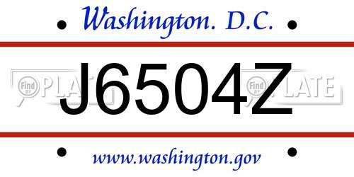 J6504Z District Of Columbia License Plate