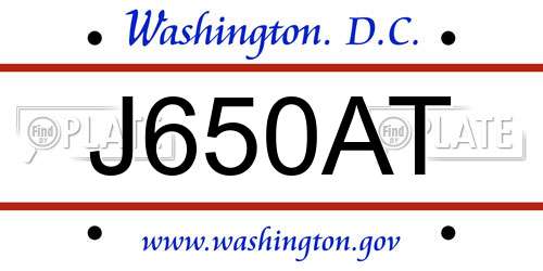 J650AT District Of Columbia License Plate