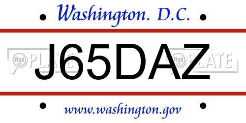 J65DAZ District Of Columbia License Plate