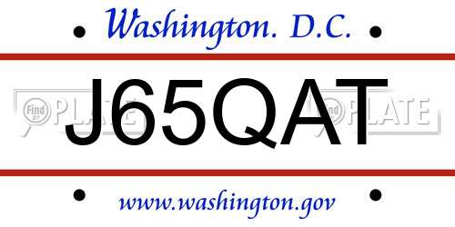 J65QAT District Of Columbia License Plate