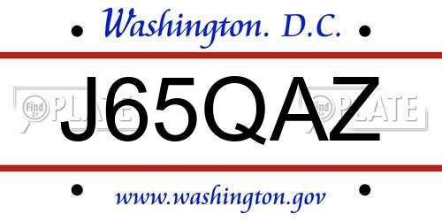 J65QAZ District Of Columbia License Plate