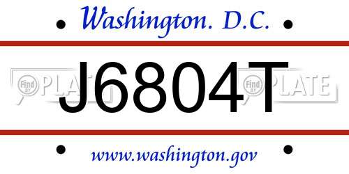 J6804T District Of Columbia License Plate