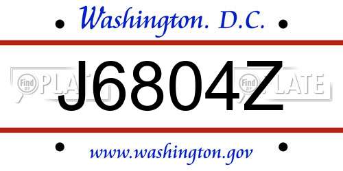 J6804Z District Of Columbia License Plate