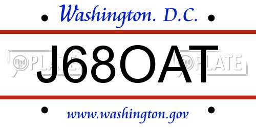 J68OAT District Of Columbia License Plate