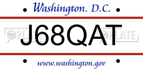 J68QAT District Of Columbia License Plate