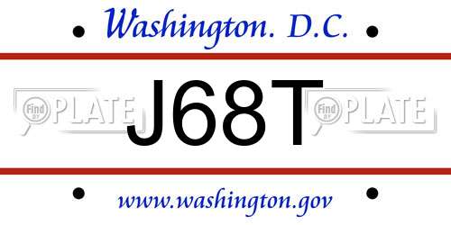 J68T District Of Columbia License Plate