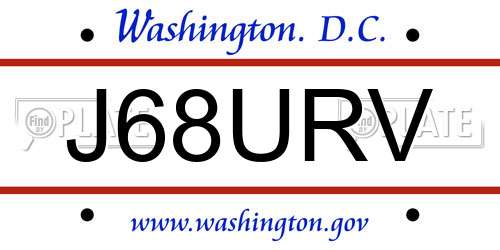 J68URV District Of Columbia License Plate