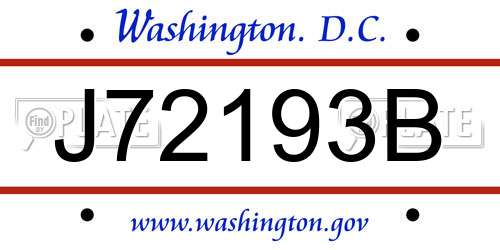 J72193B District Of Columbia License Plate
