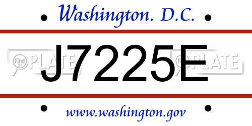 J7225E District Of Columbia License Plate