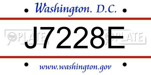 J7228E District Of Columbia License Plate