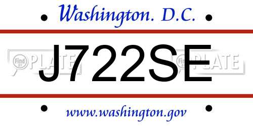 J722SE District Of Columbia License Plate