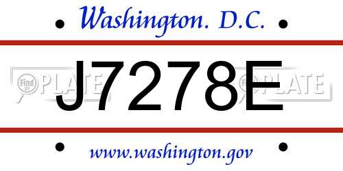 J7278E District Of Columbia License Plate
