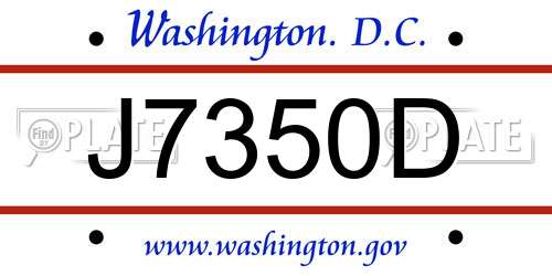 J7350D District Of Columbia License Plate