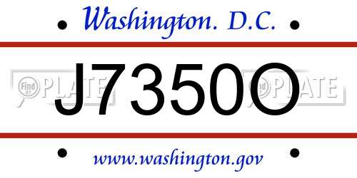J7350O District Of Columbia License Plate