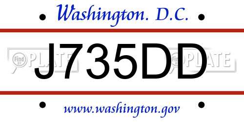 J735DD District Of Columbia License Plate