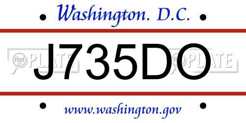 J735DO District Of Columbia License Plate