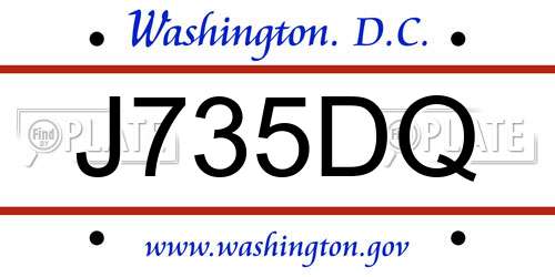 J735DQ District Of Columbia License Plate