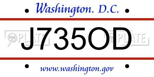 J735OD District Of Columbia License Plate