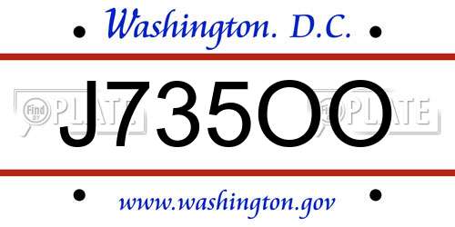J735OO District Of Columbia License Plate