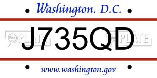 J735QD District Of Columbia License Plate