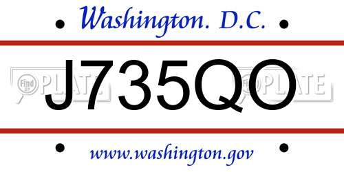 J735QO District Of Columbia License Plate