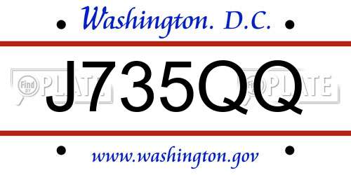 J735QQ District Of Columbia License Plate