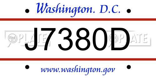 J7380D District Of Columbia License Plate