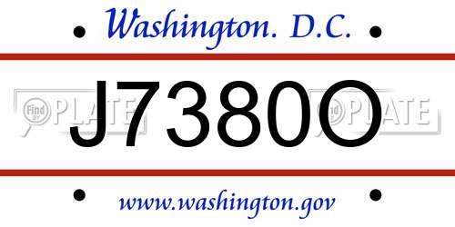J7380O District Of Columbia License Plate