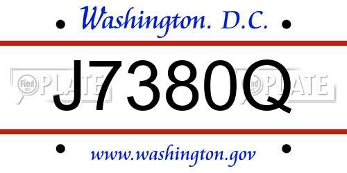 J7380Q District Of Columbia License Plate