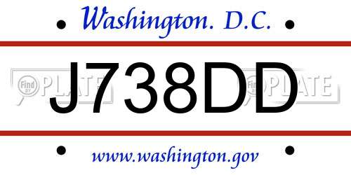 J738DD District Of Columbia License Plate