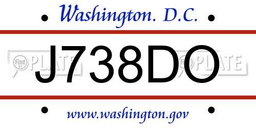 J738DO District Of Columbia License Plate
