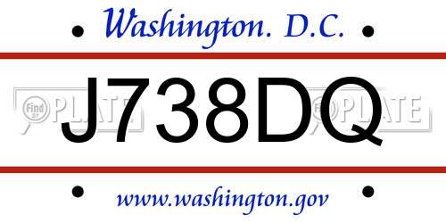 J738DQ District Of Columbia License Plate
