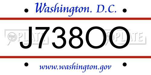 J738OO District Of Columbia License Plate