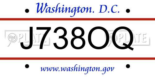 J738OQ District Of Columbia License Plate