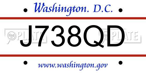 J738QD District Of Columbia License Plate