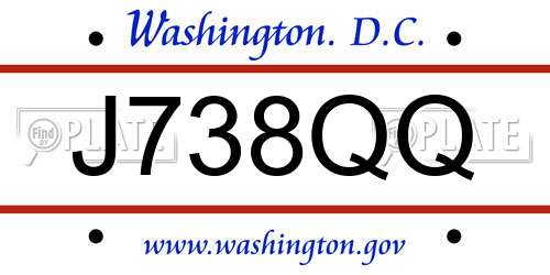 J738QQ District Of Columbia License Plate