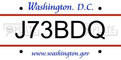 J73BDQ District Of Columbia License Plate