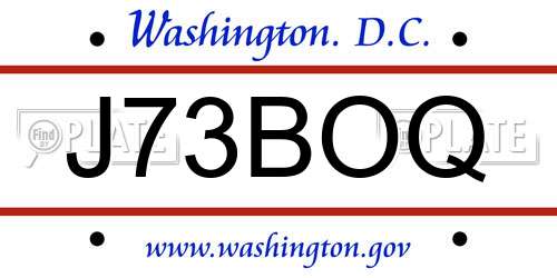 J73BOQ District Of Columbia License Plate