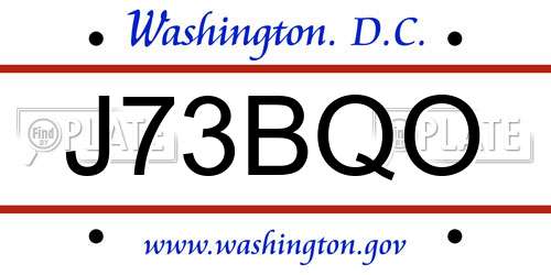 J73BQO District Of Columbia License Plate