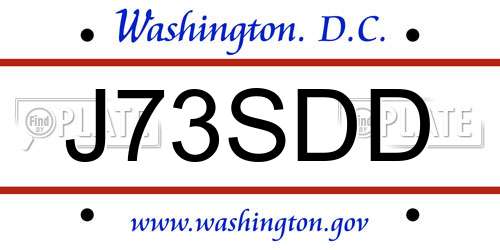 J73SDD District Of Columbia License Plate