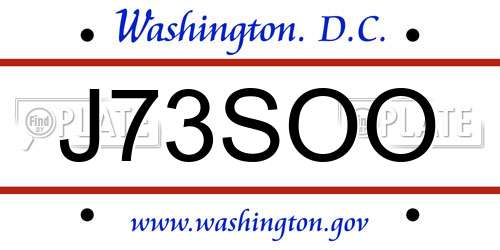J73SOO District Of Columbia License Plate